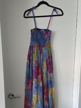Girls Floral Tie-Shoulder Maxi Dress - Multicolor